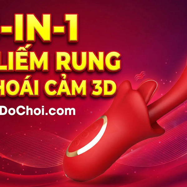 Máy Rung Lưỡi Liếm 3-in-1 Khoái Cảm 3 Chiều Rung, Ngoáy Thụt & Liếm Âm Vật Cùng Lúc