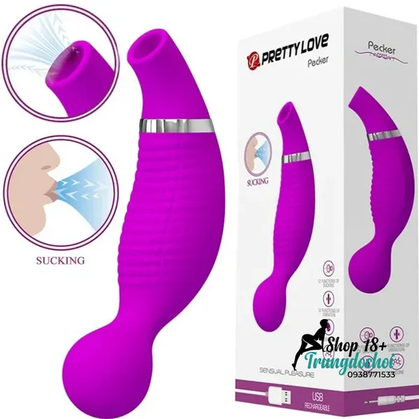 Máy Rung Bú Âm Vật Pretty Love Pecker: 12 Chế Độ Rung + 12 Chế Độ Hút Khoái Cảm Kép