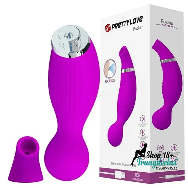 Máy Rung Bú Âm Vật Pretty Love Pecker: 12 Chế Độ Rung + 12 Chế Độ Hút Khoái Cảm Kép