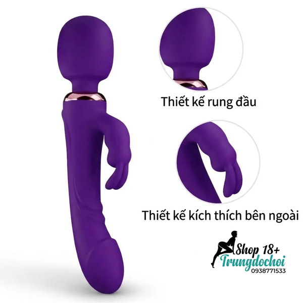 Chày Rung Thỏ Flora 3in1 PeterTheGreat Điểm G, Âm Vật & Núm Vú Cùng Một Lúc