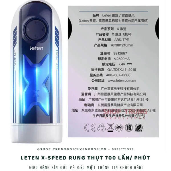 Máy thủ dâm Leten X-speed rung thụt 700 lần/ phút bao đỉnh
