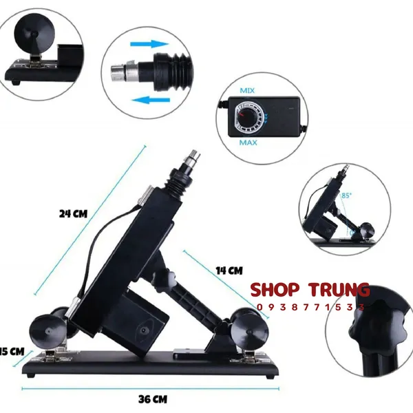 Máy rung thụt tự động Machine Gun dành cho nữ kèm 6 đầu thay thế 