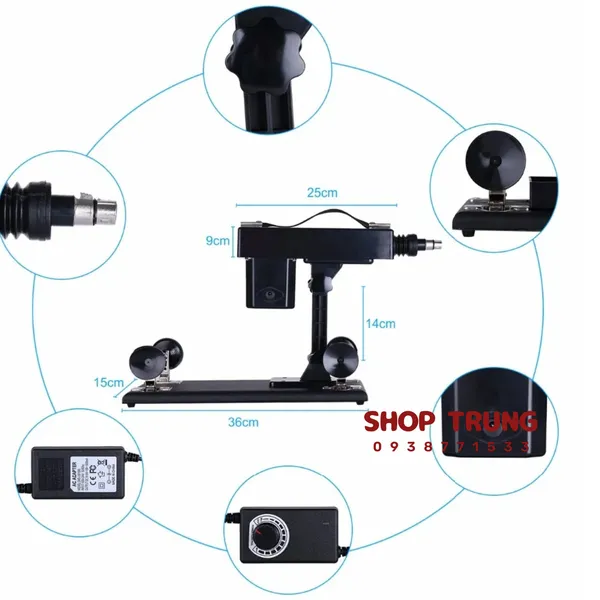 Máy rung thụt tự động Machine Gun dành cho nữ kèm 6 đầu thay thế 