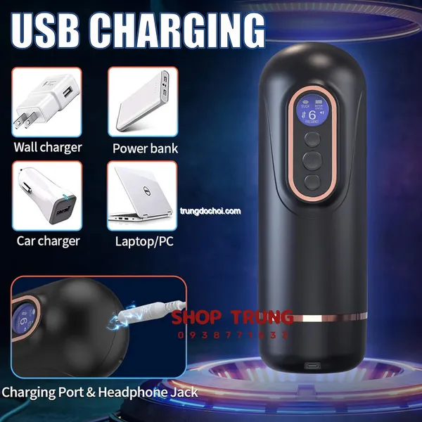 Máy Bú Mút Tự Động Rung Thụt và Co Bóp Có Nhiệt Độ 