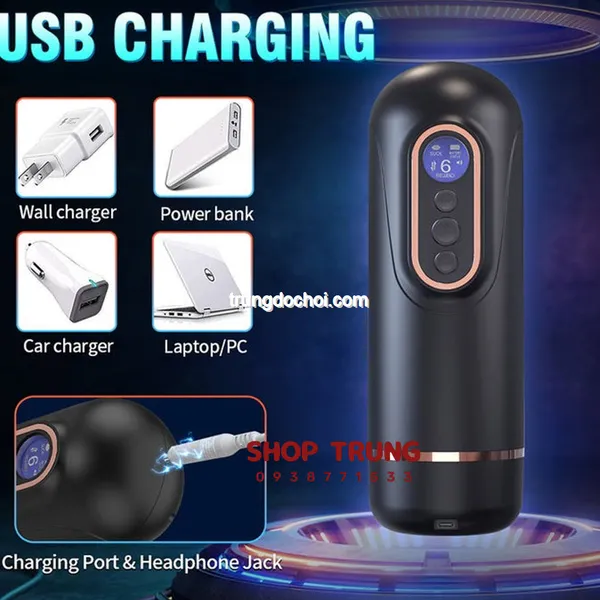 Máy Bú Mút Tự Động Rung Thụt và Co Bóp Có Nhiệt Độ 