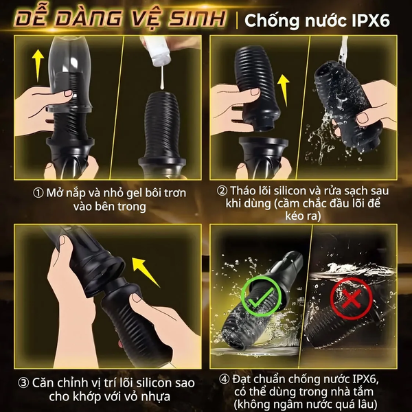 Thủ Dâm Cầm Tay Rung Xoay 360° — Dùng Hết Công Suất, Không Sợ Nước