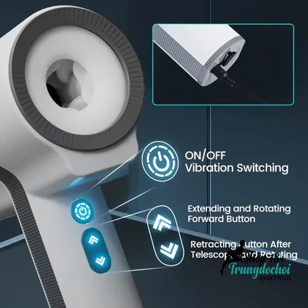 Máy Thủ Dâm Nam Hgod Tự Động Thụt Thò, Xoay Đa Chiều, 2 Lõi Thay Thế