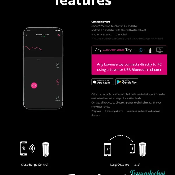 Máy Thủ Dâm Nam Lovense Calor Làm Ấm, Cảm Biến Độ Sâu, Điều Khiển App