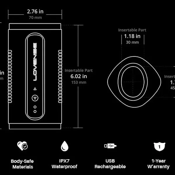 Máy Thủ Dâm Nam Lovense Calor Làm Ấm, Cảm Biến Độ Sâu, Điều Khiển App