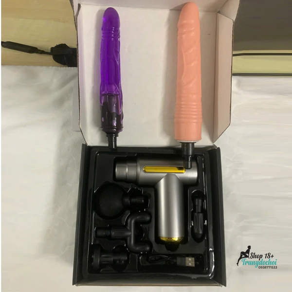 Súng Massage Đa Năng Gắn Đầu Dương Vật Giả - 6 Cấp Độ Thụt
