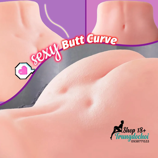 Mông Giả Bán Thân TPE 1.9kg Kênh Âm Đạo 12.2cm + Hậu Môn 11.9cm Độc Lập, Vân Gai 3D 