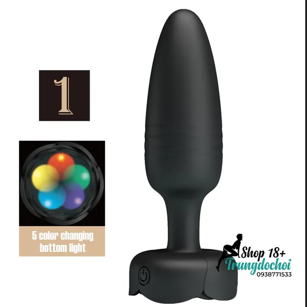 Nút Hậu Môn Rung Thụt Pretty Love Tarion: Đầu Thuôn Dễ Đưa Vào, Đế LED Phát Sáng 5 Màu Lung Linh