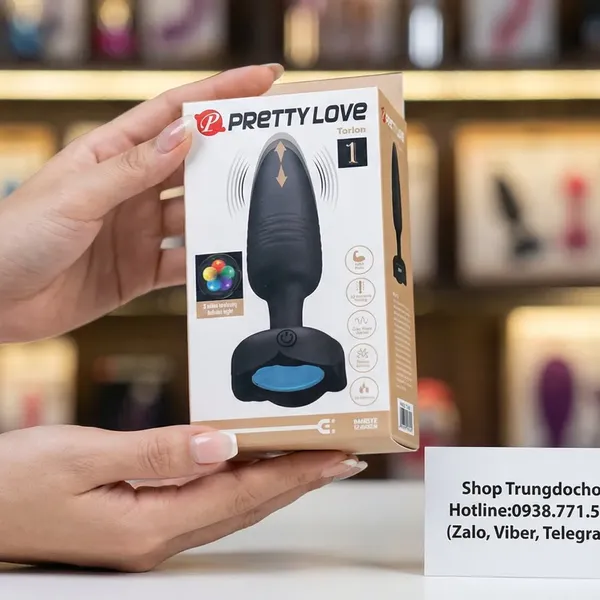 Nút Hậu Môn Rung Thụt Pretty Love Tarion: Đầu Thuôn Dễ Đưa Vào, Đế LED Phát Sáng 5 Màu Lung Linh