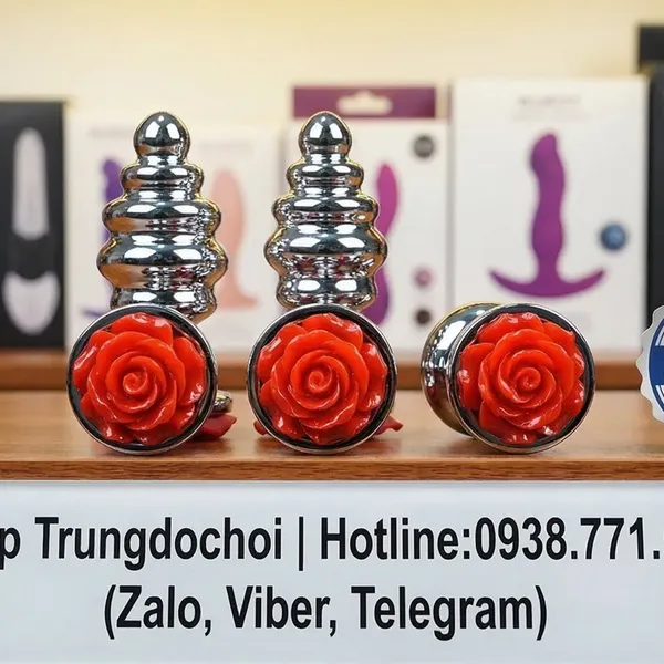 Phích Hậu Môn Inox Xoắn Đế Hoa – Anal Plug Kim Loại Kích Thích Điểm P Cho Nam