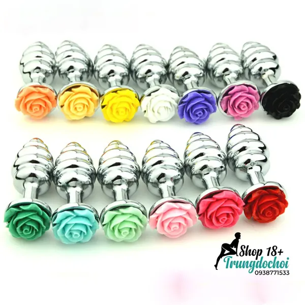 Phích Hậu Môn Inox Xoắn Đế Hoa – Anal Plug Kim Loại Kích Thích Điểm P Cho Nam