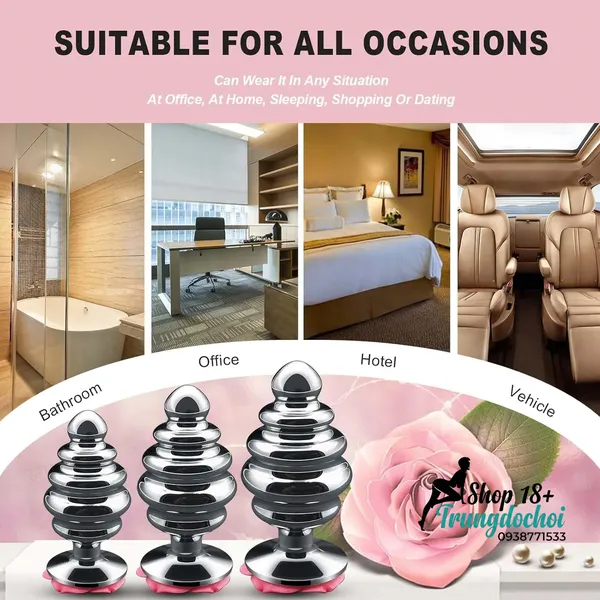 Phích Hậu Môn Inox Xoắn Đế Hoa – Anal Plug Kim Loại Kích Thích Điểm P Cho Nam