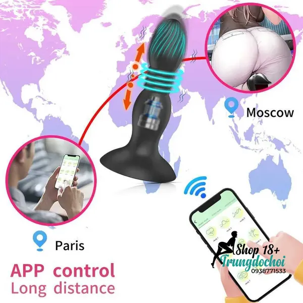 Plug Rung Thụt GS463 Máy Massage Tuyến Tiền Liệt Điều Khiển App Bluetooth