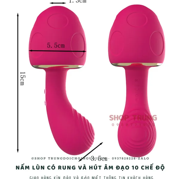 Nấm Lùn có Rung và Hút Âm Đạo 10 chế độ dành cho nữ