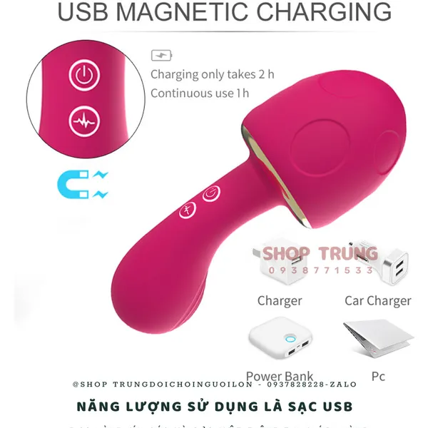 Nấm Lùn có Rung và Hút Âm Đạo 10 chế độ dành cho nữ