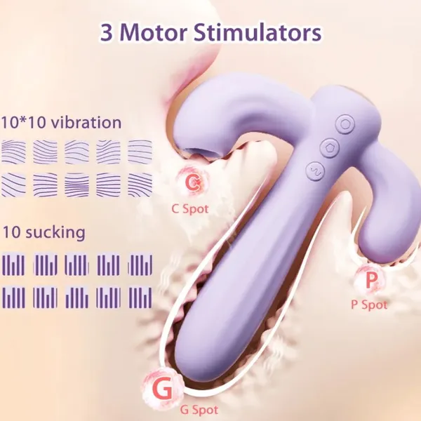 Dương Vật Giả Svakom Bernice 3 Đầu  Rung Hút 10 Chế Độ