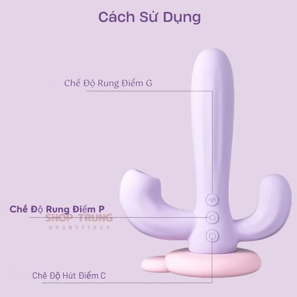 Dương Vật Giả Svakom Bernice 3 Đầu  Rung Hút 10 Chế Độ