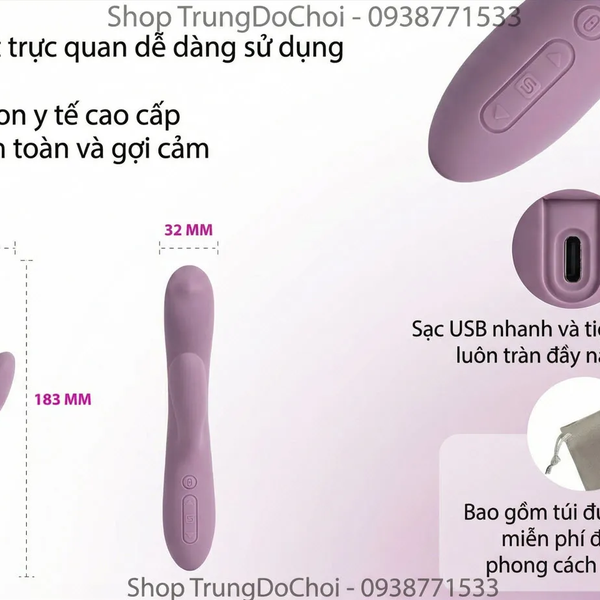 Svakom Trysta Neo Máy Rung Thỏ Bi Lăn Kích Thích Điểm G & Âm Vật Cùng Lúc