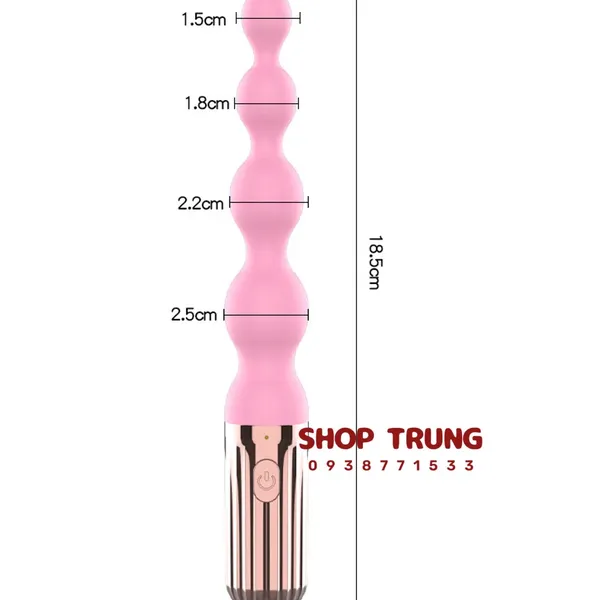 Thanh Rung Chuỗi Hạt Silicone Hồng  Kích Thích Tăng Tiến Với 10 Chế Độ Rung