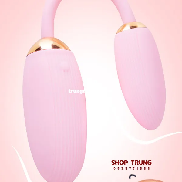 Trứng Rung Tình Yêu Điều Khiển Từ Xa Silicon An Toàn Hai Đầu Bẻ Cong 10 Chế Độ Rung 