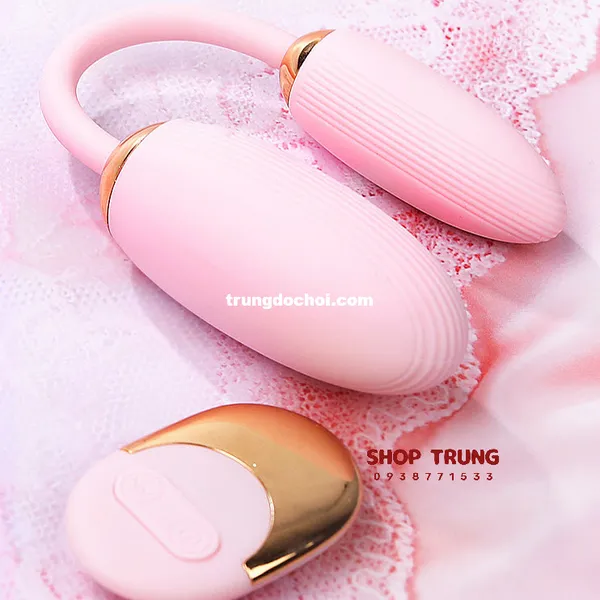 Trứng Rung Tình Yêu Điều Khiển Từ Xa Silicon An Toàn Hai Đầu Bẻ Cong 10 Chế Độ Rung 
