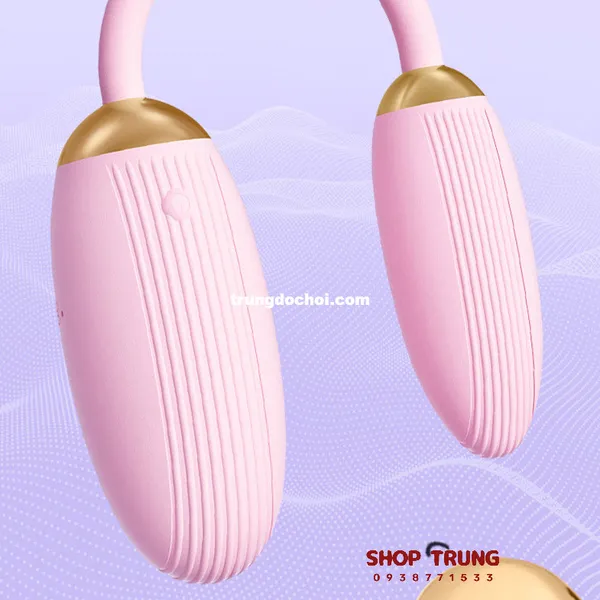 Trứng Rung Tình Yêu Điều Khiển Từ Xa Silicon An Toàn Hai Đầu Bẻ Cong 10 Chế Độ Rung 