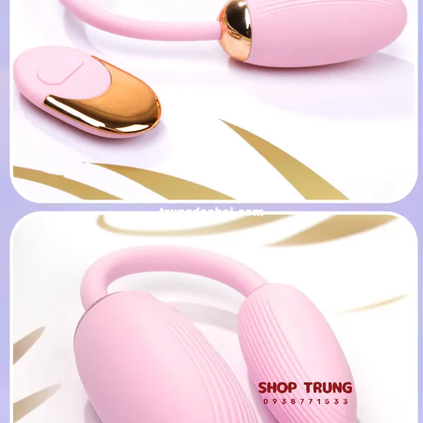Trứng Rung Tình Yêu Điều Khiển Từ Xa Silicon An Toàn Hai Đầu Bẻ Cong 10 Chế Độ Rung 