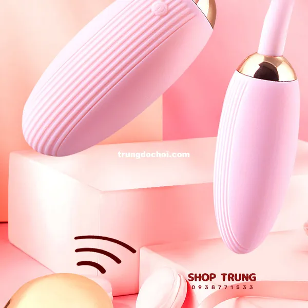 Trứng Rung Tình Yêu Điều Khiển Từ Xa Silicon An Toàn Hai Đầu Bẻ Cong 10 Chế Độ Rung 