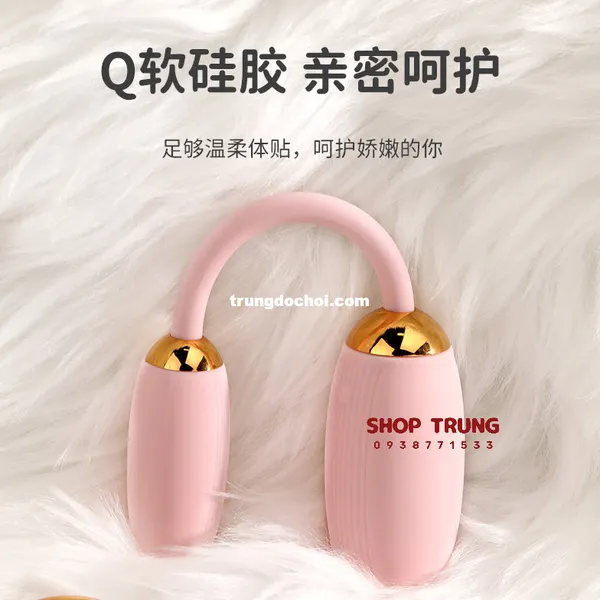 Trứng Rung Tình Yêu Điều Khiển Từ Xa Silicon An Toàn Hai Đầu Bẻ Cong 10 Chế Độ Rung 