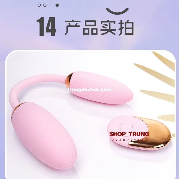 Trứng Rung Tình Yêu Điều Khiển Từ Xa Silicon An Toàn Hai Đầu Bẻ Cong 10 Chế Độ Rung 