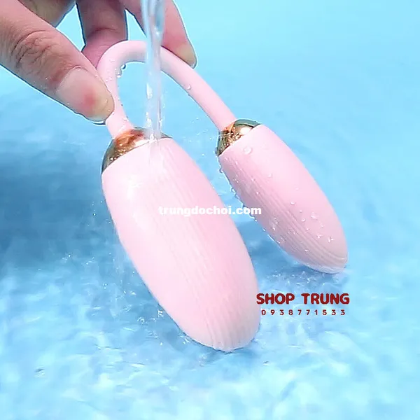 Trứng Rung Tình Yêu Điều Khiển Từ Xa Silicon An Toàn Hai Đầu Bẻ Cong 10 Chế Độ Rung 