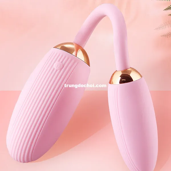 Trứng Rung Tình Yêu Điều Khiển Từ Xa Silicon An Toàn Hai Đầu Bẻ Cong 10 Chế Độ Rung 