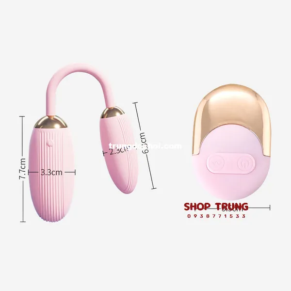 Trứng Rung Tình Yêu Điều Khiển Từ Xa Silicon An Toàn Hai Đầu Bẻ Cong 10 Chế Độ Rung 