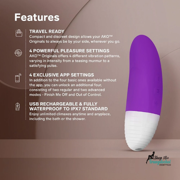 Trứng Rung Điểm G Lelo AKO Originals Kết Nối App, Chuẩn IPX7