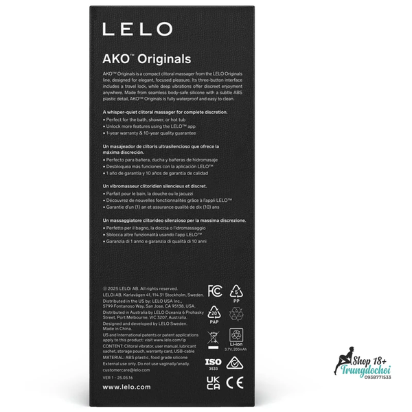 Trứng Rung Điểm G Lelo AKO Originals Kết Nối App, Chuẩn IPX7