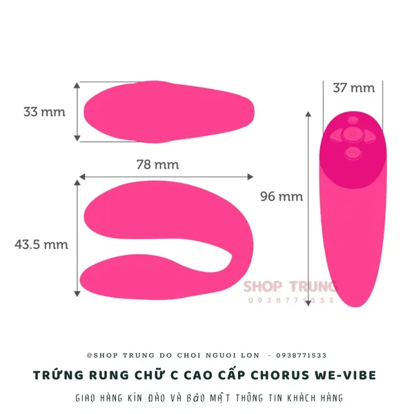 Trứng rung chữ C điều khiển từ xa cao cấp We-Vibe Chorus