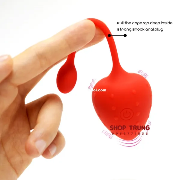 Trứng Rung Điều Khiển Từ Xa Hình Trái Dâu Chât Liệu Tốt 9 Chế Độ Rung