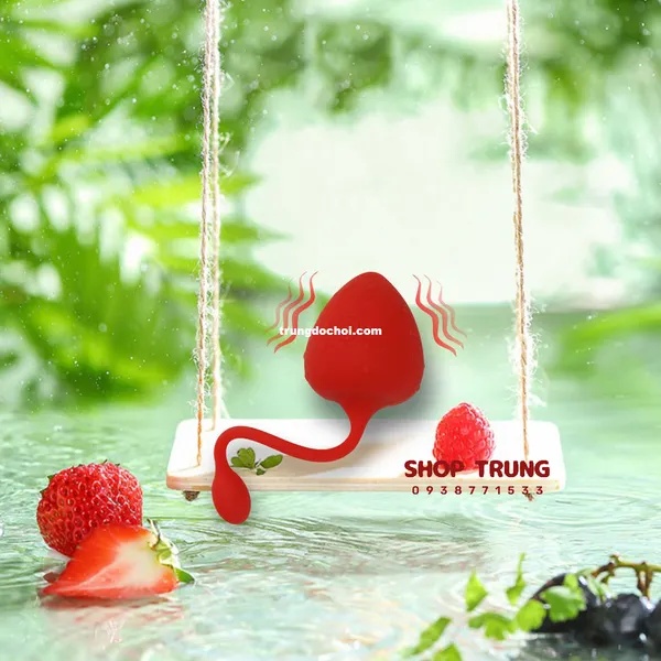 Trứng Rung Điều Khiển Từ Xa Hình Trái Dâu Chât Liệu Tốt 9 Chế Độ Rung