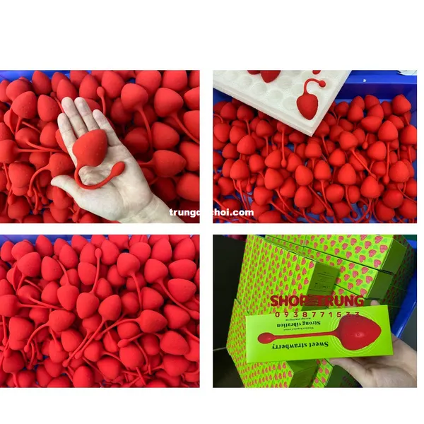 Trứng Rung Điều Khiển Từ Xa Hình Trái Dâu Chât Liệu Tốt 9 Chế Độ Rung
