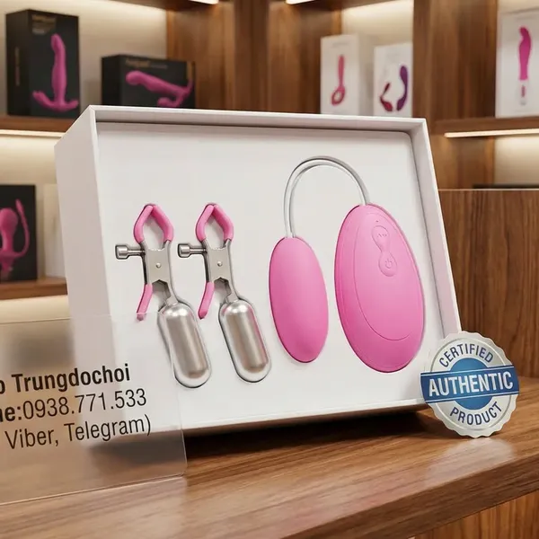 Trứng Rung & Kẹp Ngực Silicone 2 Trong 1 Kích Thích Đa Điểm, Chỉ Với Một Nút Bấm