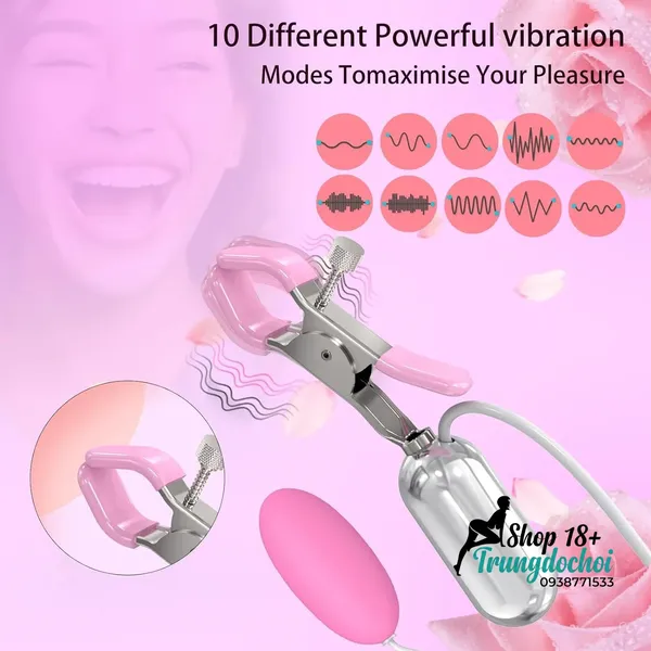 Trứng Rung & Kẹp Ngực Silicone 2 Trong 1 Kích Thích Đa Điểm, Chỉ Với Một Nút Bấm