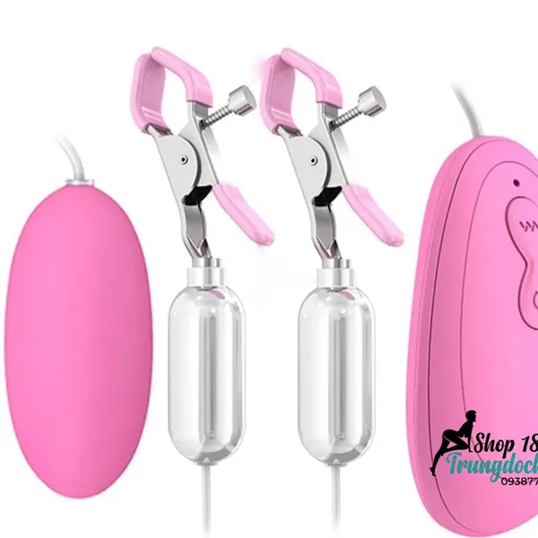 Trứng Rung & Kẹp Ngực Silicone 2 Trong 1 Kích Thích Đa Điểm, Chỉ Với Một Nút Bấm