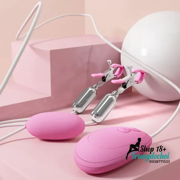 Trứng Rung & Kẹp Ngực Silicone 2 Trong 1 Kích Thích Đa Điểm, Chỉ Với Một Nút Bấm