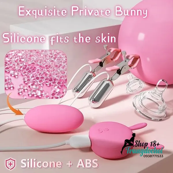 Trứng Rung & Kẹp Ngực Silicone 2 Trong 1 Kích Thích Đa Điểm, Chỉ Với Một Nút Bấm