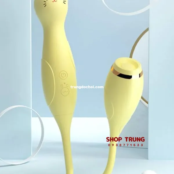 Trứng Rung Hai Đầu Mini Hình Mèo 10 Chế Độ Rung