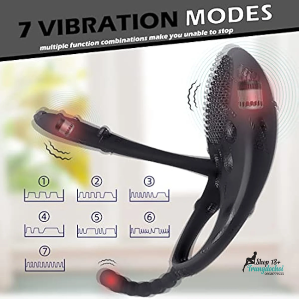 Vòng Đeo Dương Vật Rung Lưỡi Liếm Sạc USB —7 Chế Độ, Chống Nước